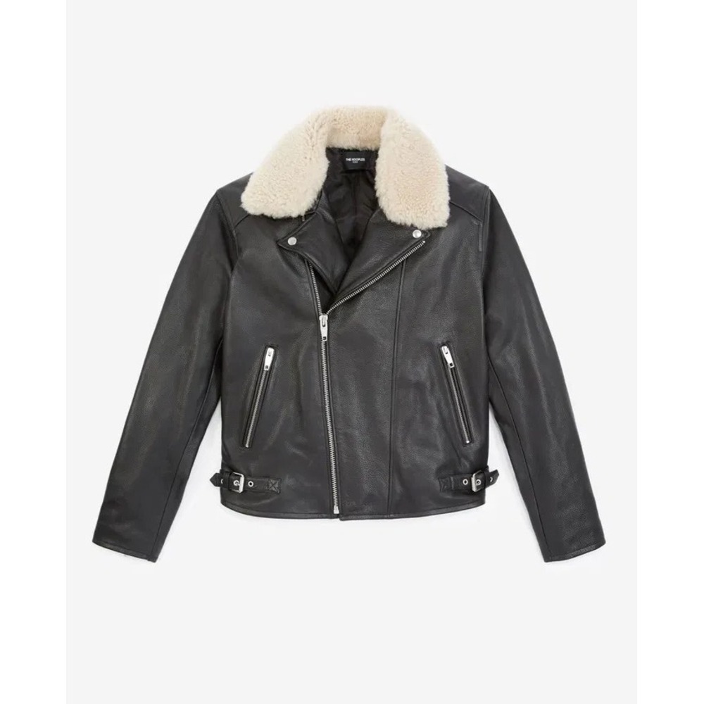 The Kooples NEW Men's Bikers Leather Jacket Removal Fur Black Size Medium $1,035